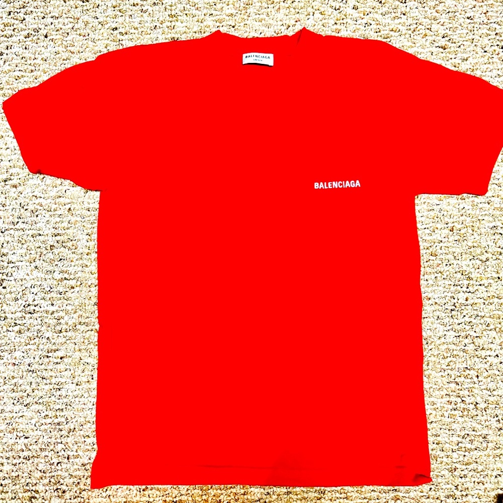 Balenciaga classic embroidered logo T-shirt Red unisex size XXS